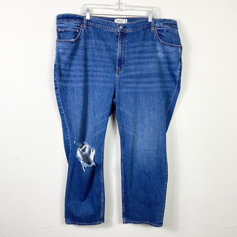 Abercrombie Plus Size Medium Destroyed Ankle Straight Ultra High Rise Jeans 37